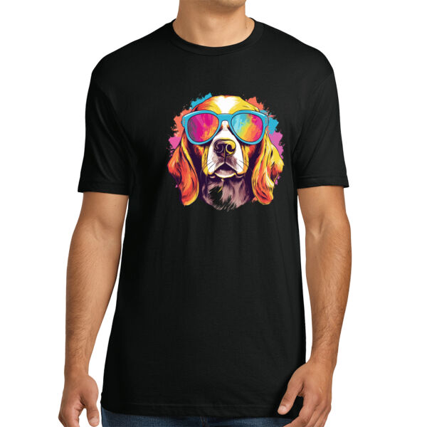 Beagle With Glasses - Unisex Premium Cotton T-Shirt Thumbnail