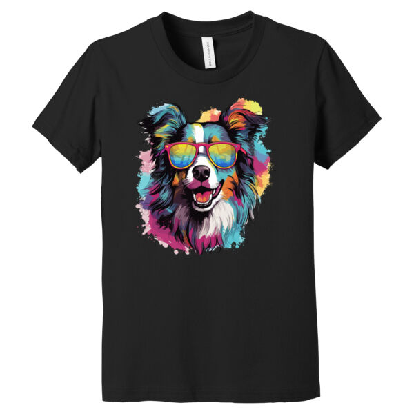 Collie With Glasses - Youth Jersey Short Sleeve Tee Thumbnail