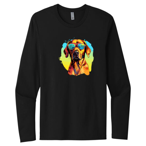 Rhodesian Ridgeback With Glasses - Unisex Premium Cotton Long Sleeve T-Shirt Thumbnail