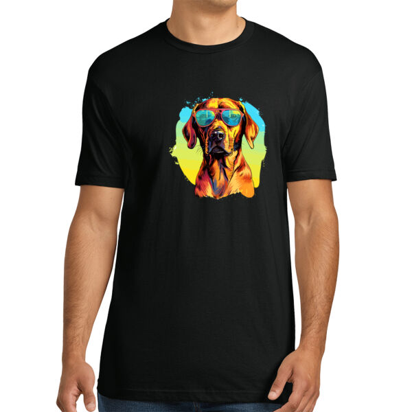 Rhodesian Ridgeback With Glasses - Unisex Premium Cotton T-Shirt Thumbnail