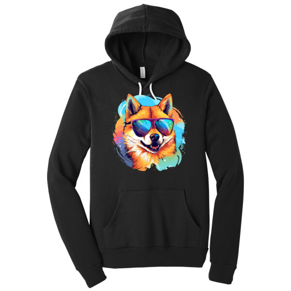 Shiba Inu With Glasses - Unisex Premium Fleece Hooded Sweatshirt Thumbnail