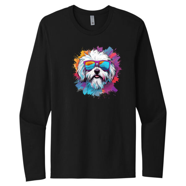 Maltese With Glasses - Unisex Premium Cotton Long Sleeve T-Shirt Thumbnail