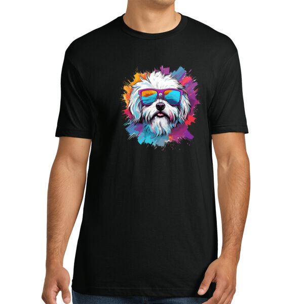 Maltese With Glasses - Unisex Premium Cotton T-Shirt Thumbnail