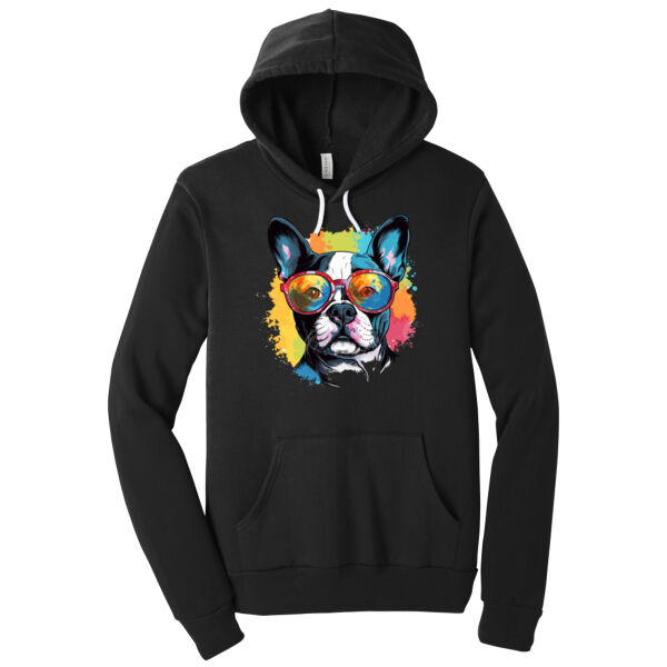 Boston Terrier With Glasses - Unisex Premium Fleece Hooded Sweatshirt Thumbnail