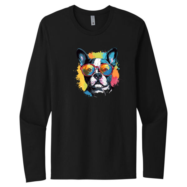 Boston Terrier With Glasses - Unisex Premium Cotton Long Sleeve T-Shirt Thumbnail