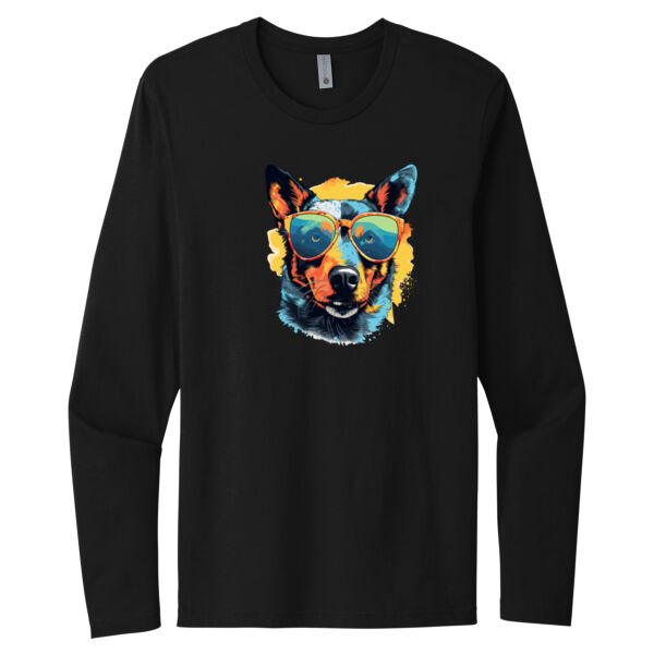Australian Cattle With Glasses - Unisex Premium Cotton Long Sleeve T-Shirt Thumbnail