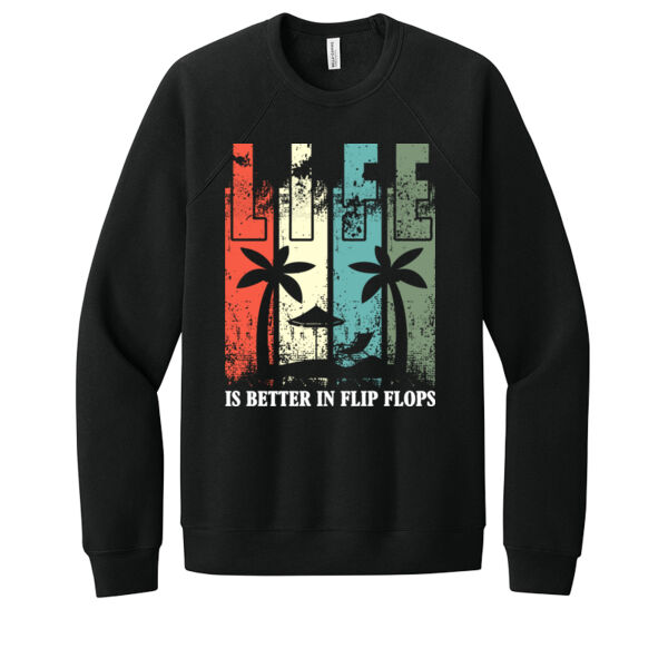 Life is Better in Flip Flops - Unisex Premium Fleece Crew Sweatshirt Thumbnail