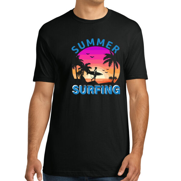 Summer Surfing - Unisex Premium Cotton T-Shirt Thumbnail