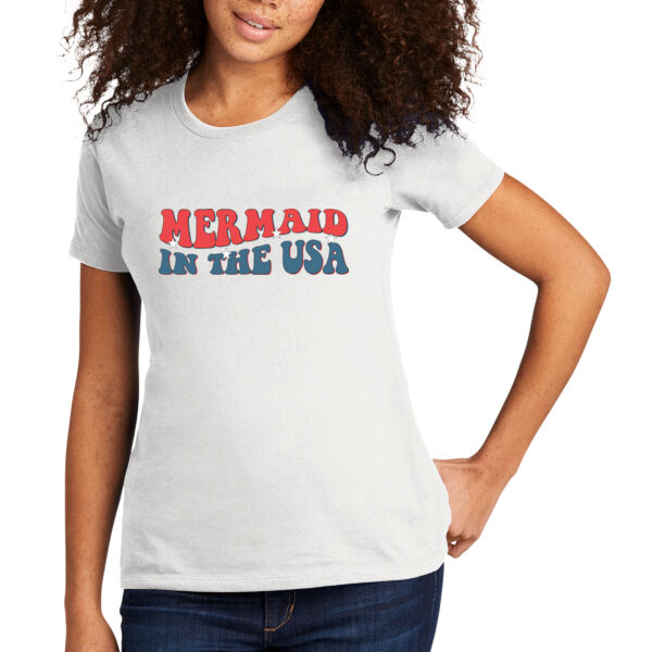 Mermaid In the USA - Women's Premium Cotton T-Shirt Thumbnail
