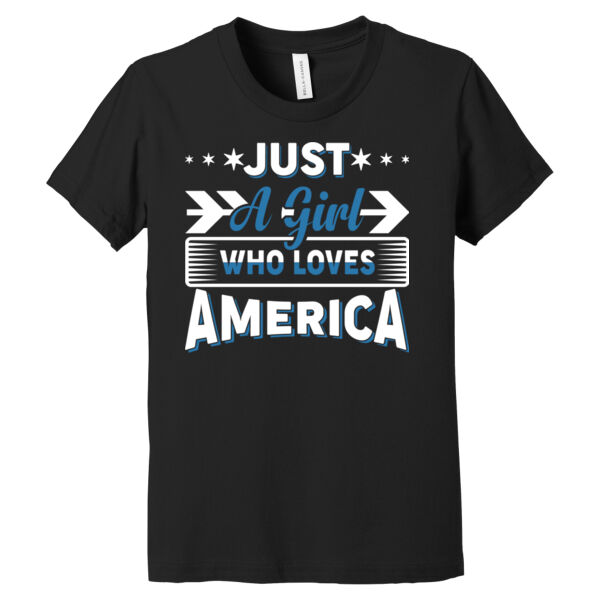 A Girl Who Loves America - Youth Jersey Short Sleeve Tee Thumbnail