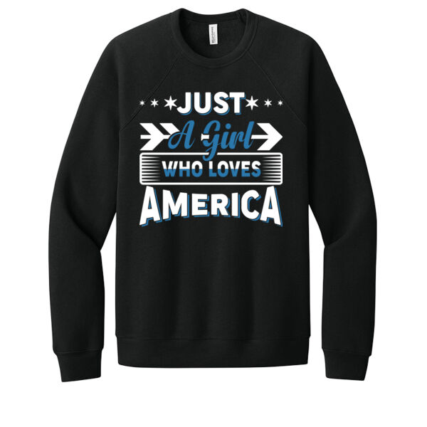 A Girl Who Loves America - Unisex Premium Fleece Crew Sweatshirt Thumbnail