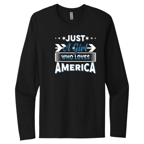 A Girl Who Loves America - Unisex Premium Cotton Long Sleeve T-Shirt Thumbnail