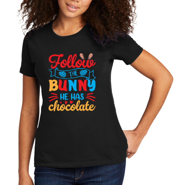 Follow The Bunny - Women's Premium Cotton T-Shirt Thumbnail