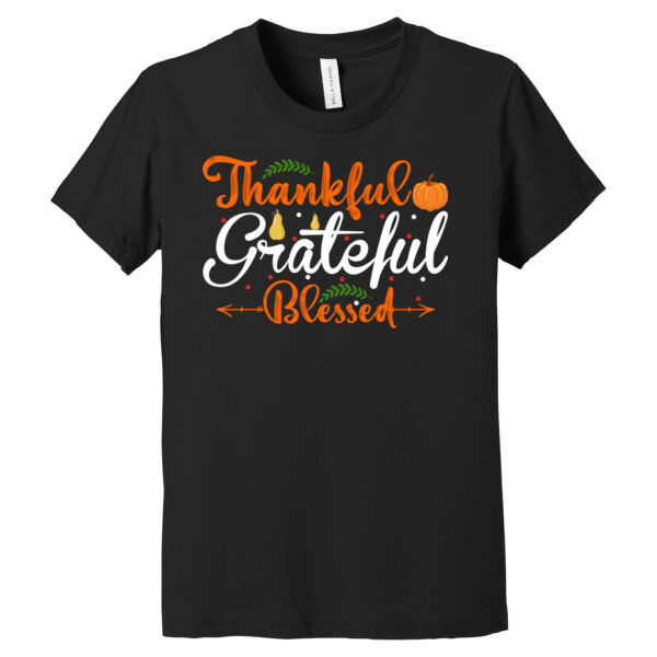 Thankful, Grateful, & Blessed - Youth Jersey Short Sleeve Tee Thumbnail