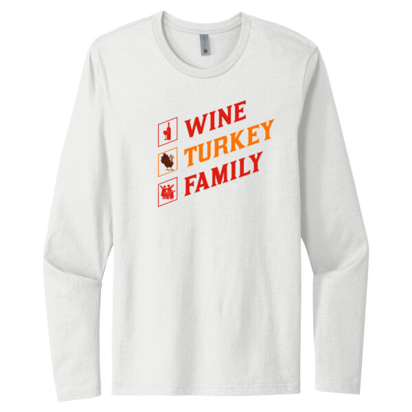 Wine Turkey Family - Unisex Premium Cotton Long Sleeve T-Shirt Thumbnail