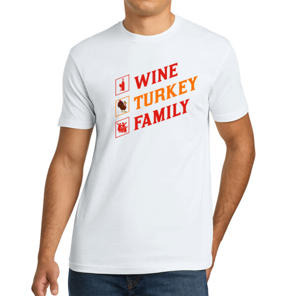 Wine Turkey Family - Unisex Premium Cotton T-Shirt Thumbnail