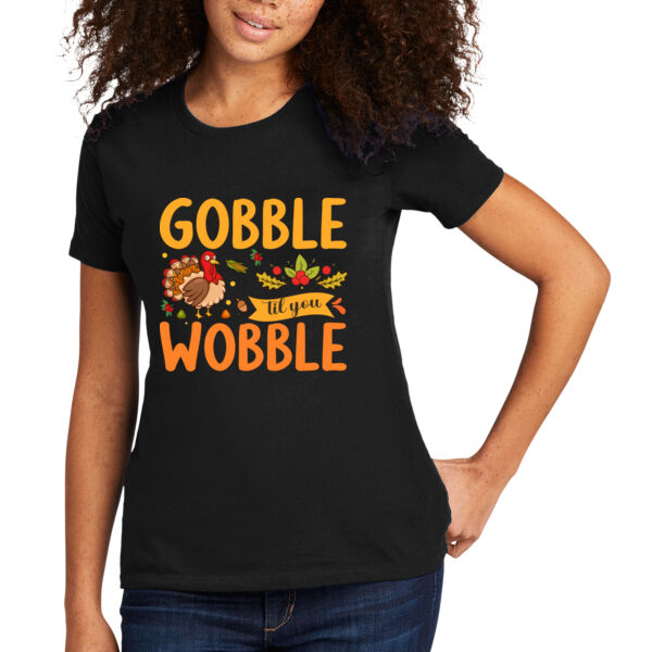 Gobble Til You Wobble - Women's Premium Cotton T-Shirt Thumbnail
