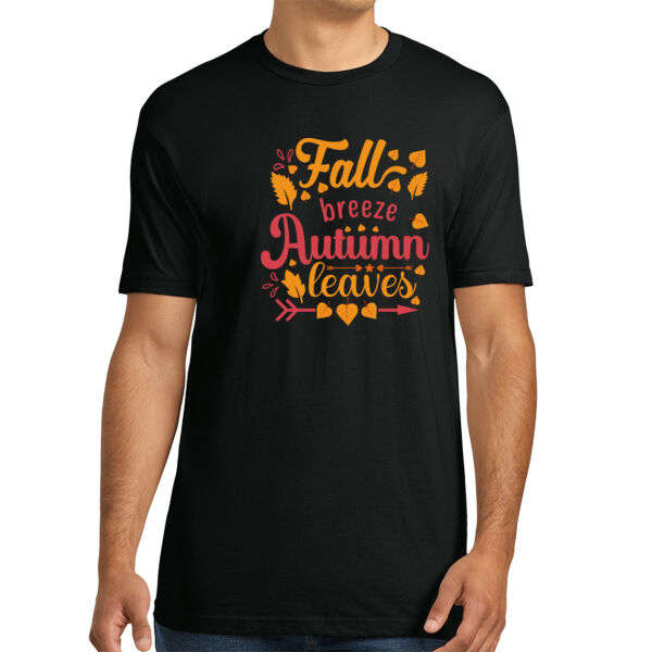Fall Breeze Autumn Leaves - Unisex Premium Cotton T-Shirt Thumbnail