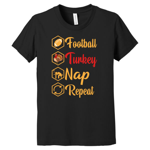 Football Turkey Nap Repeat - Youth Jersey Short Sleeve Tee Thumbnail