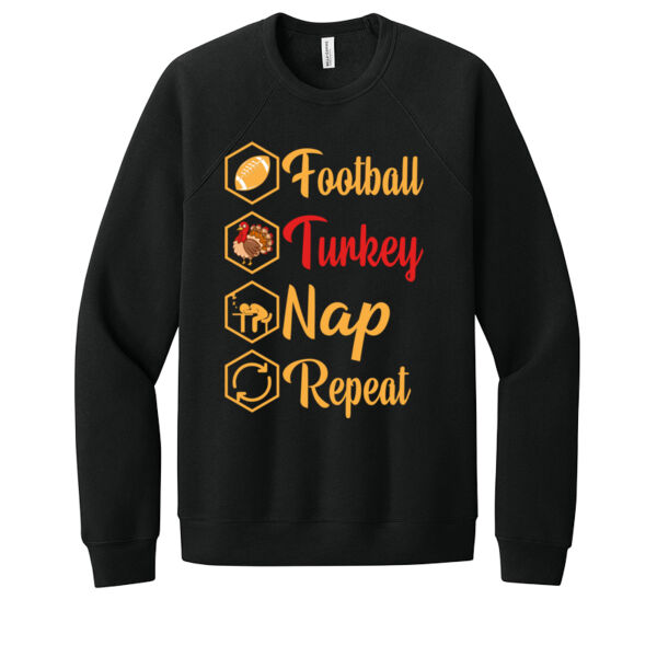 Football Turkey Nap Repeat - Unisex Premium Fleece Crew Sweatshirt Thumbnail