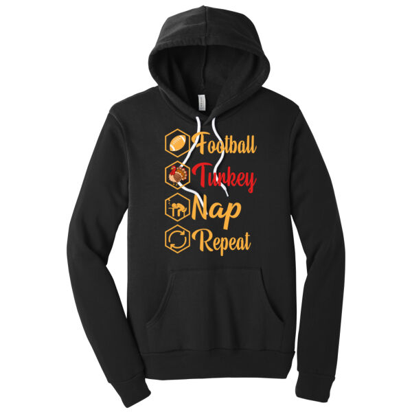 Football Turkey Nap Repeat - Unisex Premium Fleece Hooded Sweatshirt Thumbnail