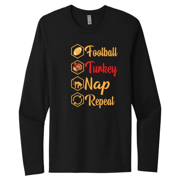 Football Turkey Nap Repeat - Unisex Premium Cotton Long Sleeve T-Shirt Thumbnail