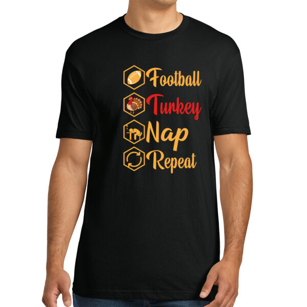 Football Turkey Nap Repeat - Unisex Premium Cotton T-Shirt Thumbnail