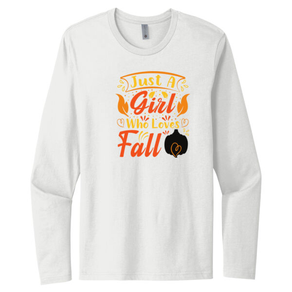 Just a Girl Who Loves Fall - Unisex Premium Cotton Long Sleeve T-Shirt Thumbnail