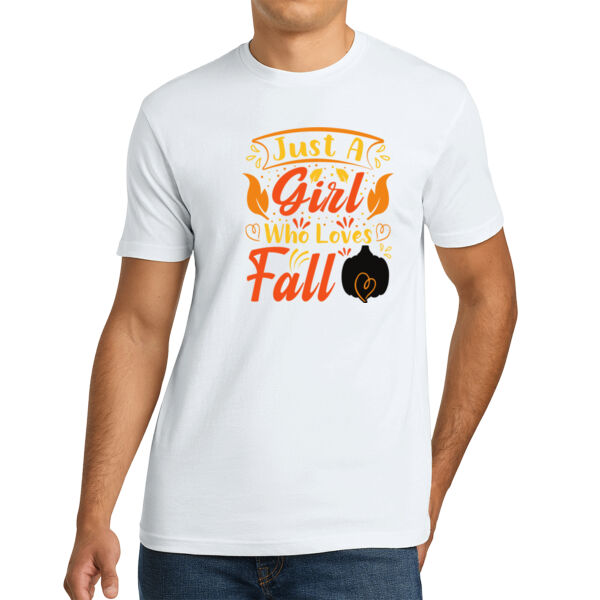 Just a Girl Who Loves Fall - Unisex Premium Cotton T-Shirt Thumbnail