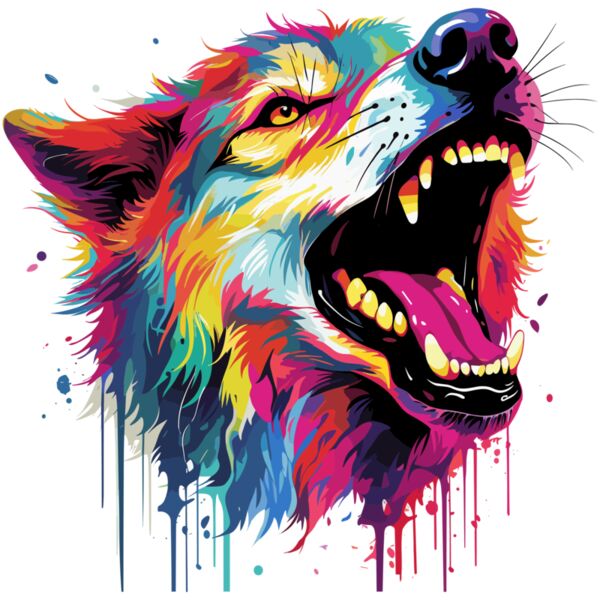 Colorful Howling Wolf Thumbnail